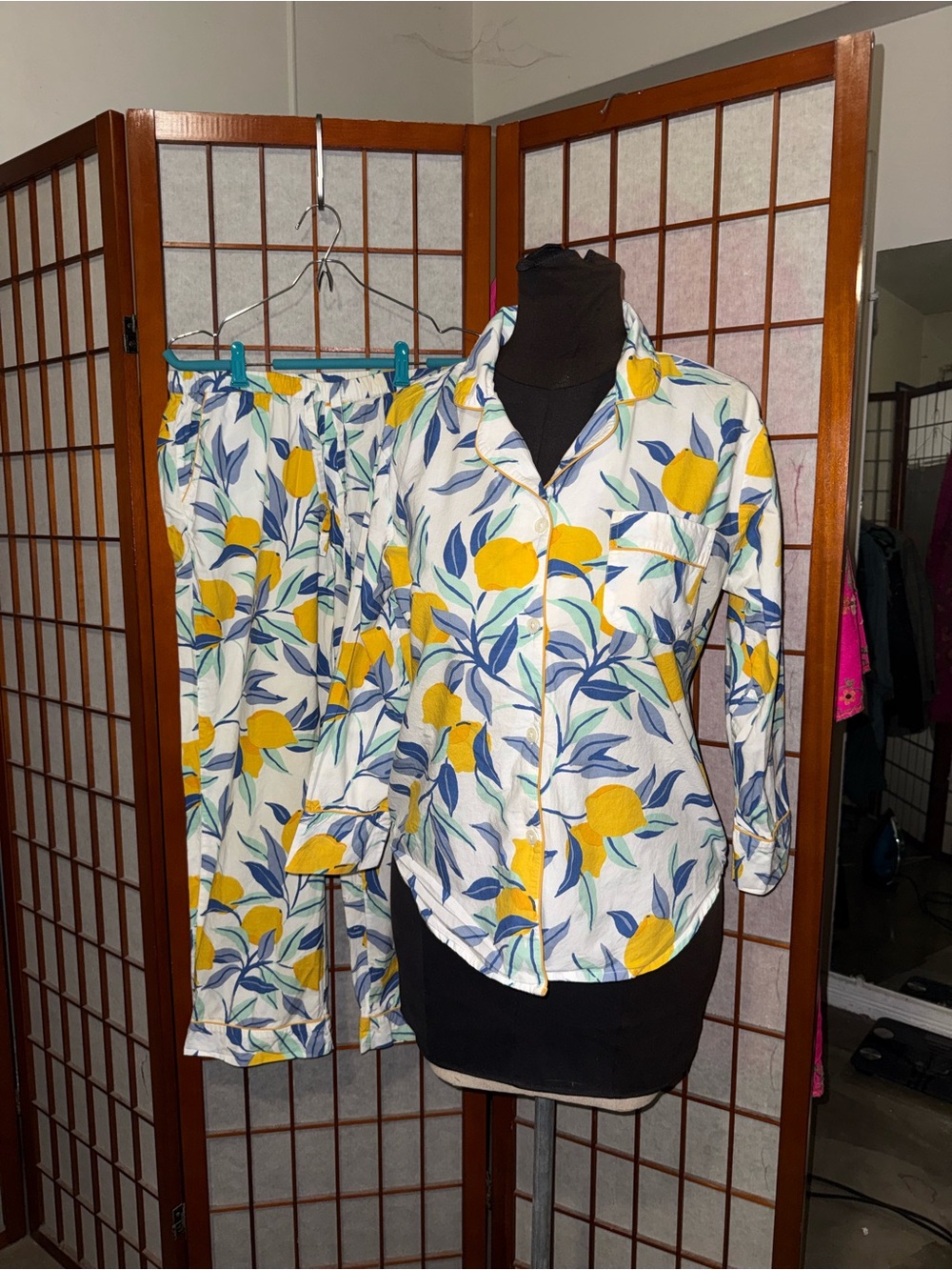 Printfresh Lemon Twist Organic Cotton Long Pajama Set Size Small